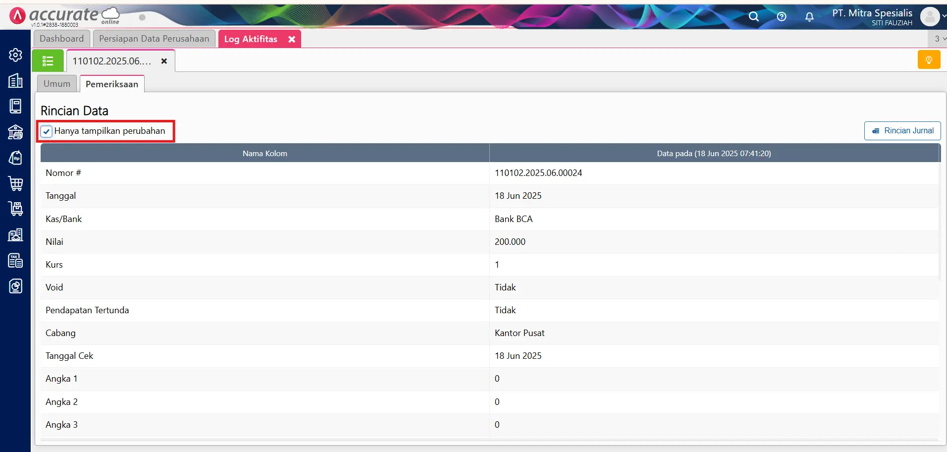 Cara Membaca Log Aktivitas
